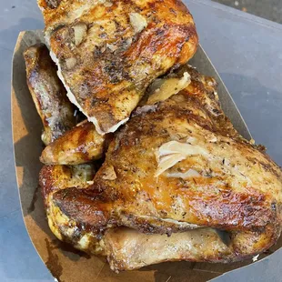 Rotisserie chicken procured at the South Berkeley farmers market