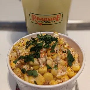 Fancy street corn and pineapple fresca