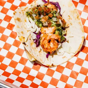 Baja Shrimp Taco on Sonora Flour tortilla