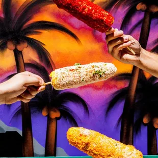 Corn with Cheetos, Hot Cheetos, Butter &amp; Queso