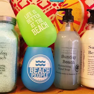 Texas-made goats milk lotion and spa products. Plus, fun silicon glasses for beach and pool fun.