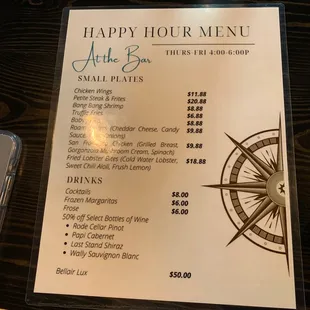 Happy Hour menu