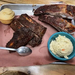 Two Meats - Bison Back Rib, Pork Rib, Potato Salad