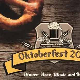 Join us for Oktoberfest!  Call for details and tickets.