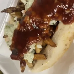 A delicious juicy POLISH BOY served with FRESH CUT FRIES, cole slaw and BBQ sauce. Cook and prepared by real Clevelander so look no further