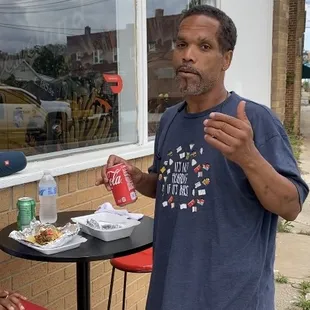 Outside patio eating. Inside eating as well. Come check out the new landscaping, sidewalks, improvements and much more on E.185th.