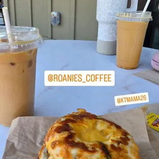 Bagel breakfast sandwiches and iced coffees... drool worthy!