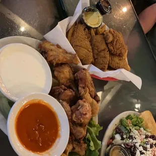 Chicken wings, Chicken Strips &amp; Fries, Taco Salad