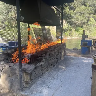 Getting the fire ready for the big dinner on Saturday night