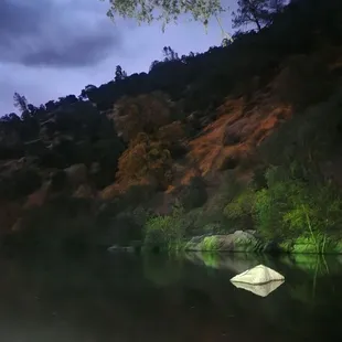 Relaxing by the river after sunset.
