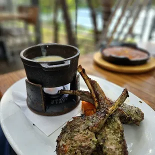 LAMB FONDUE
 Herb-Marinated Lamb Chops, Pepper Jack Fondue, Roast Squash