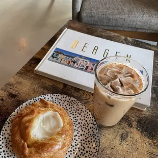 cheese danish and iced latte