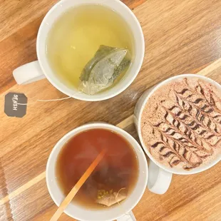 Hot chocolate and teas