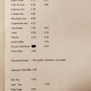 Drink Menu