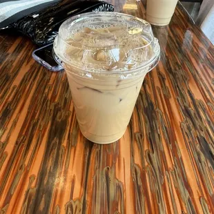 Heavenly iced vanilla oat milk latte