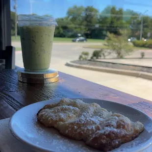 Cream cheese danish and Iced Matcha latte