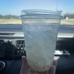 The remaining ice of my iced chai, AFTER some of it melted already. 3 sips in, and my drink was well below the ice.