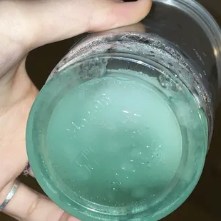 a hand holding a glass of water