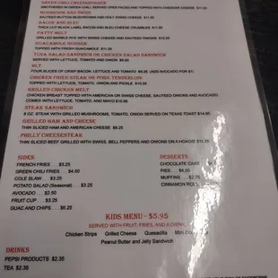 menu