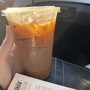 Iced Americano with Pumpkin!