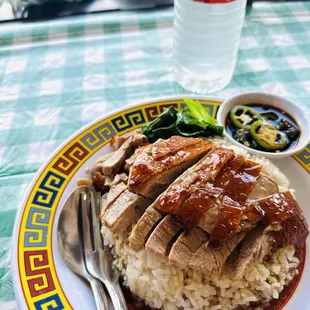 Roasted duck over rice