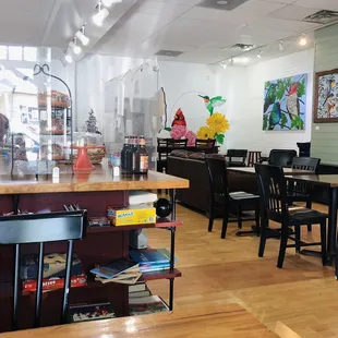 What a cozy cute inside! All the wall art is by local artists.