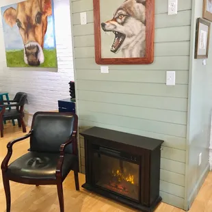 Fireplace in the coffee shop