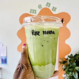 Rose Matcha drink