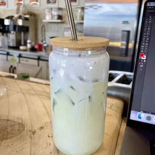 Earth day special--matcha with lavender cold foam