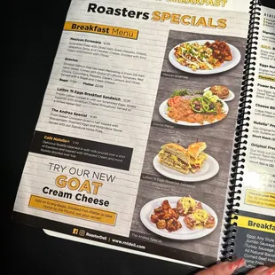 Roasters specials menu
