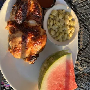 1/2 Mix &quot;Murph&apos;s Favorite&quot; (1/2 rotisserie chicken), Baby Limas, watermelon