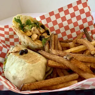 Southwest Wrap with basket of fries