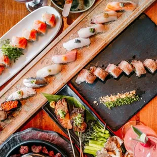 interior, sushi and sashimi