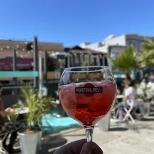 a person holding a glass of wine