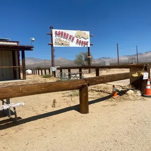 a sign in the desert