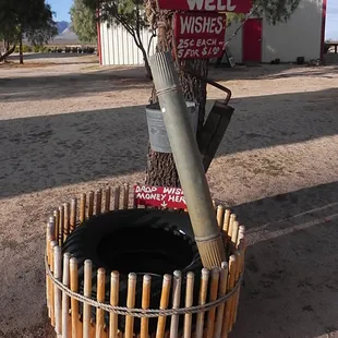 The wishing well with the going rates for wishes