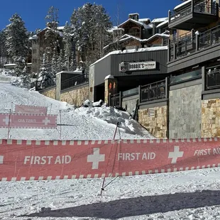 The signage from down below