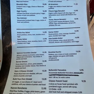 Robbin's Nest menu