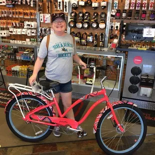 Happy wife with her new bike, &quot;Sunshine.&quot;