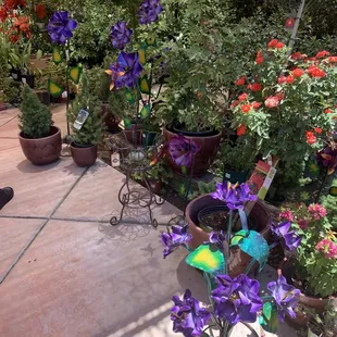 Purple metal flowers