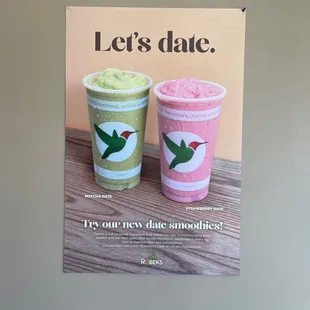 Signage for new smoothies.
