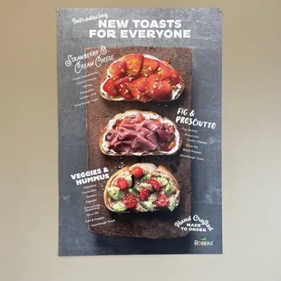 Signage for their new toasts.