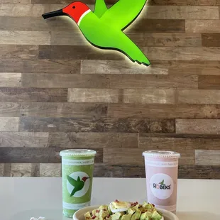 The tropi-kale, the strawberry date, and the avacado and egg toast