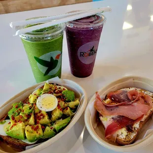 Avocado &amp; Egg Toast and Fig &amp; Prosciutto Toast.