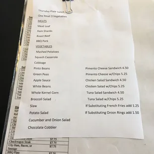 Thursday Lunch Specials