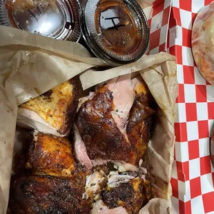Half of barbecue chicken