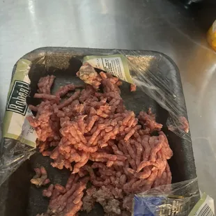 Old meat in the middle that has a smell to it!