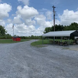 View toward the street from the parking lot