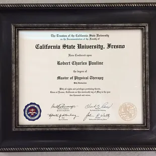 Masters degree in Physical Therapy