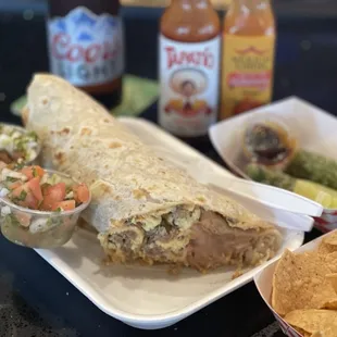 Steak &amp; Egg (added half bean/cheese, yum!) and  chiles toreados